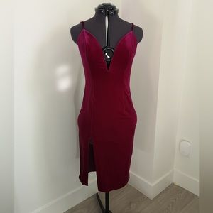 NBD - Velvet - Deep V, Slit Dress - Size 4